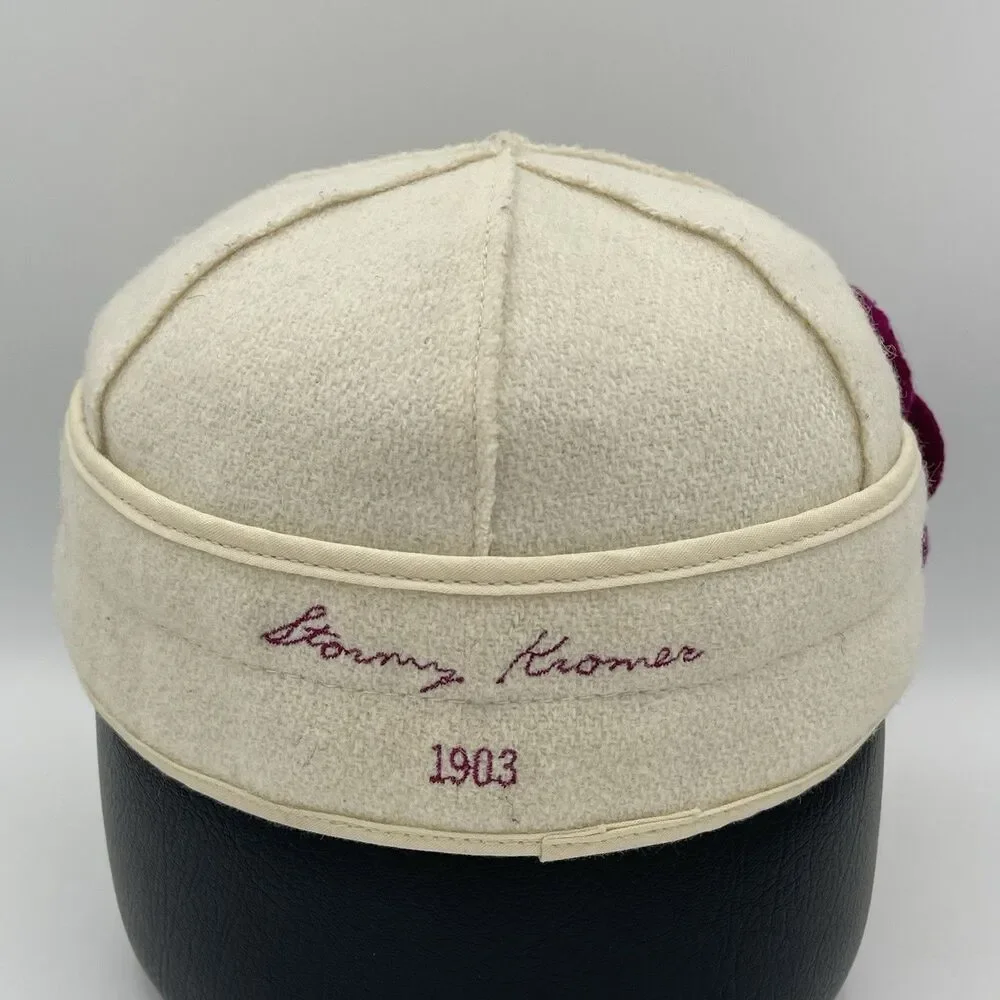 Stormy Kromer Hat Cap Fitted 6 7/8 White Petal Pusher Flower Wool Winter Womens